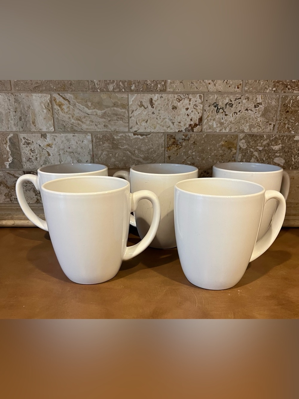 Corelle White Ceramic Coffee Mugs - Set of 5; Used